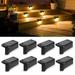 Solar Deck Lights Fence Post Solar Lights for Patio Pool Stairs Step and Pathway Weatherproof LED Deck Lights Solar Powered Outdoor Lights Black Shell-Warm light 4PCS