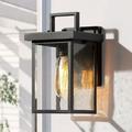 LNC Farmhouse Square Outdoor Wall Sconce with Glass in Black Finish W5.91 x L6.89 x H10.63