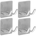 Hook 4 Pcs Stainless Steel Self Adhesive Sticky Hooks for Hanging Heavy Duty Multipurpose Traceless Wall Storage No