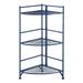 Pemberly Row Three-Tier Folding Metal Corner Shelf in Blue Metal Finish