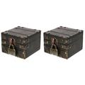Set of 2 Wooden Storage Box Girls Gift Gifts Travel Treasure Chests Toy Bins