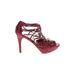 White House Black Market Heels: Burgundy Shoes - Women's Size 6 1/2 - Open Toe