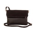 All Around Town,'Black Suede and Leather Sling Bag with Adjustable Straps'