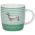 KitchenCraft China 425ml Barrel Shaped Mug, Stripe Dog