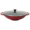 Chasseur Cast Iron Chilli Red 37cm Wok With Glass Lid Kit