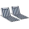 Outsunny 2 Pieces Outdoor Steel Reclining Chair Set W/ Pillow Blue