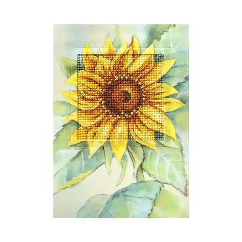 Stick-Grußkarte Sonnenblume