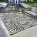 Gertmenian Paseo Akimbo Coastal Floral Gray White Outdoor Area Rug 6x9