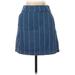 Topshop Casual A-Line Skirt Knee Length: Blue Print Bottoms - Women's Size 4