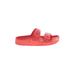 Shade & Shore Sandals: Slide Platform Casual Red Print Shoes - Women's Size 7 - Open Toe