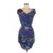 Bebe Casual Dress - Bodycon: Blue Print Dresses - Women's Size 2X-Small