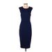 Express Casual Dress - Midi Crew Neck Sleeveless: Blue Print Dresses - Women's Size 4