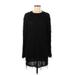 Zara Casual Dress - Mini High Neck Long sleeves: Black Solid Dresses - Women's Size Medium