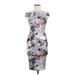 Boohoo Casual Dress - Sheath Off The Shoulder Sleeveless: Gray Floral Dresses - Women's Size 6