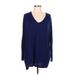 Express One Eleven Long Sleeve T-Shirt: Blue Print Tops - Women's Size Large