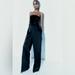 Zara Pants & Jumpsuits | Brand Nwt Zara Black Rhinestone Satin Jumpsuit | Color: Black | Size: M