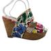 Nine West Shoes | Nine West Larysa Platform Wedge Sandal Womens 9.5 M White Multi Floral Slip On | Color: White | Size: 9.5m