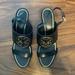 Tory Burch Shoes | Nwot Tory Burch Miller Wedge Sandals | Color: Black/Gold | Size: 10