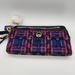 Coach Bags | New Coach Navy Multi Pop Tartn Dbl Zip Wallet Nwt | Color: Blue/Red | Size: Os