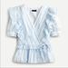 J. Crew Tops | J. Crew Blue Stripe Ruffle Puff Sleeve Wrap Sleeve Top | Color: Blue/White | Size: S