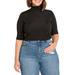 Plus Size Women's Elbow Sleeve Mock Neck Top by ELOQUII in Black Onyx (Size 14/16)