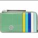 Tory Burch Bags | New Tory Burch Robinson Wallets Card Case With Top Zip Spazzaloto Leather Nwt | Color: Green | Size: 51/4 "Wx 3"Hx1/2"D