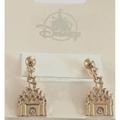 Disney Jewelry | Disney Parks Cinderella Castle Gold Tone Dangle Post Earrings New | Color: Gold | Size: Os