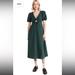 Madewell Dresses | Madewell Poplin Cutout Puff Sleeve Midi Dress Size 0 In Dark Palm Nwt | Color: Green | Size: 0