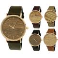 Flat Pure Time® Designer Women's Watch Men's Watch Unisex Eco Natural Wood Watch Strap Analogue Classic Quartz Wrist Watch Green Brown Rose Gold Leather Strap Wood Dial