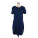 Splendid Casual Dress - Shift Scoop Neck Short sleeves: Blue Print Dresses - Women's Size Medium