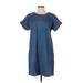 Mo Crew Neck Short sleeves:Vint Casual Dress - Shift Crew Neck Short sleeves: Blue Print Dresses - New - Women's Size X-Small
