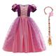 Fymnsi Children's Princess Sofia Costume Dress Rapunzel Cosplay Girls Fairy Tale Fancy Dress Costume Tulle Maxi Dress Carnival Halloween Birthday Party Dress Wedding Flower Girl Dress Evening Dress -