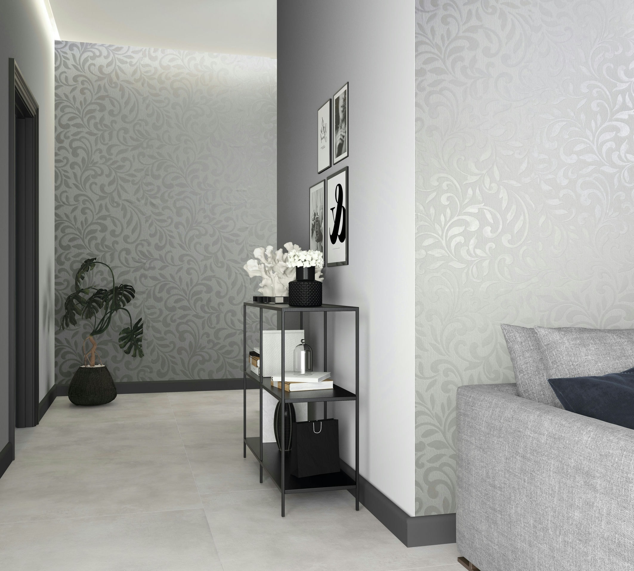 Vliestapete MARBURG "Oasis of Ornate", weiß (weiß,pearl), B:0,53m L:10,05m, Vlies, Tapeten, moderne Tapete für Wohnzimmer Schlafzimmer Küche