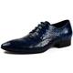 Men's Oxford Leather Shoes Lace-ups Classic Lace-up Shoe Business Wedding Party Work Formal Shoes,Blue-44