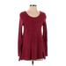 Vintage Havana Long Sleeve Top Burgundy Solid Scoop Neck Tops - Women's Size Small