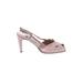 Stuart Weitzman Sandals: Pumps Stilleto Cocktail Party Pink Print Shoes - Women's Size 7 - Peep Toe