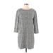 Mercer & Madison Casual Dress - Shift: Gray Grid Dresses - New - Women's Size Large