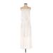 J Gee Casual Dress Square Sleeveless: White Print Dresses - Women's Size Small Petite