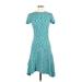 MICHAEL Michael Kors Casual Dress - A-Line Crew Neck Short sleeves: Teal Dresses - Women's Size Small
