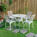 5 Pieces Bistro Dining Set Antique Black/White All-Weather Cast Aluminium Patio Furniture