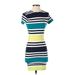 French Connection Casual Dress - Mini: Teal Stripes Dresses - Women's Size 0