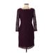 Adrianna Papell Cocktail Dress - Sheath: Burgundy Print Dresses - Women's Size 8
