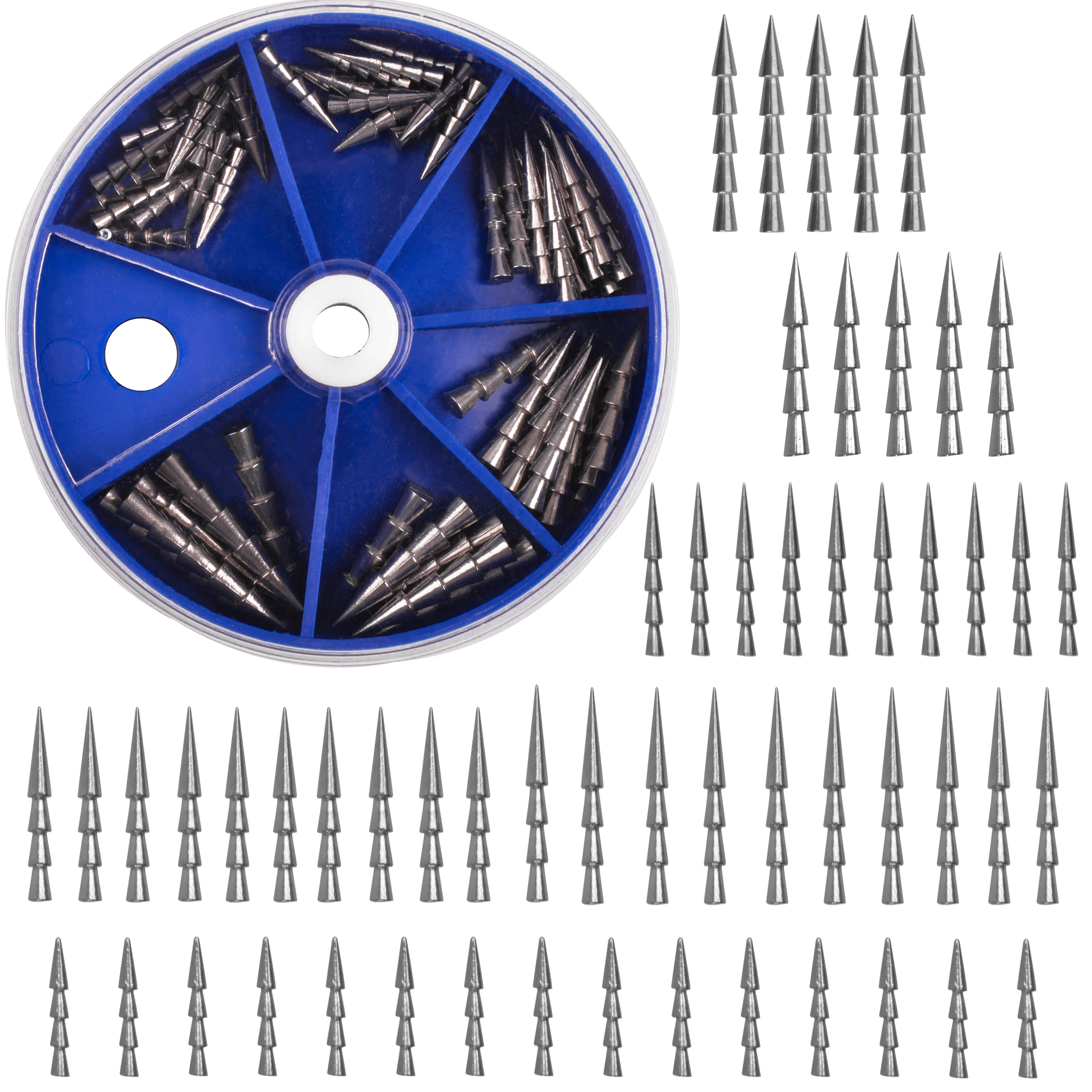 Kit de poids pour ongles en tungstène, 55 pièces, ver farfelu, matériel de pêche, plombs pour bar, plates-formes farfelues, pêche