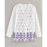 Blair Women's Haband Women's Cotton Embroidered Eyelet Tunic with Pintucks - White - XL - Womens
