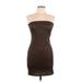 Emory Park Casual Dress - Bodycon Strapless Sleeveless: Brown Dresses - Women's Size Large