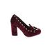 Naughty Monkey Heels: Slip-on Chunky Heel Feminine Burgundy Shoes - Women's Size 7 1/2 - Round Toe