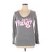 NFL Long Sleeve T-Shirt: Gray Print Tops - Women's Size X-Large