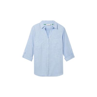 TOM TAILOR Damen Plus Size - Bluse mit Struktur, blau, Uni, Gr. 54 Image