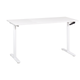 Schreibtisch Weiß Melamin 160x72 cm Manuell Höhenverstellbar Rechteckig mit Kurbel Rundes Metallgestell Modern Büro Steh-Sitz-Tisch Stehtisch
