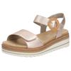 Keilsandalette REMONTE, Damen, Gr. 44, braun (kupferfarben), Leder, feminin, Schuhe, Sommerschuh, Riemchensandale mit praktischem Klettverschlüssen